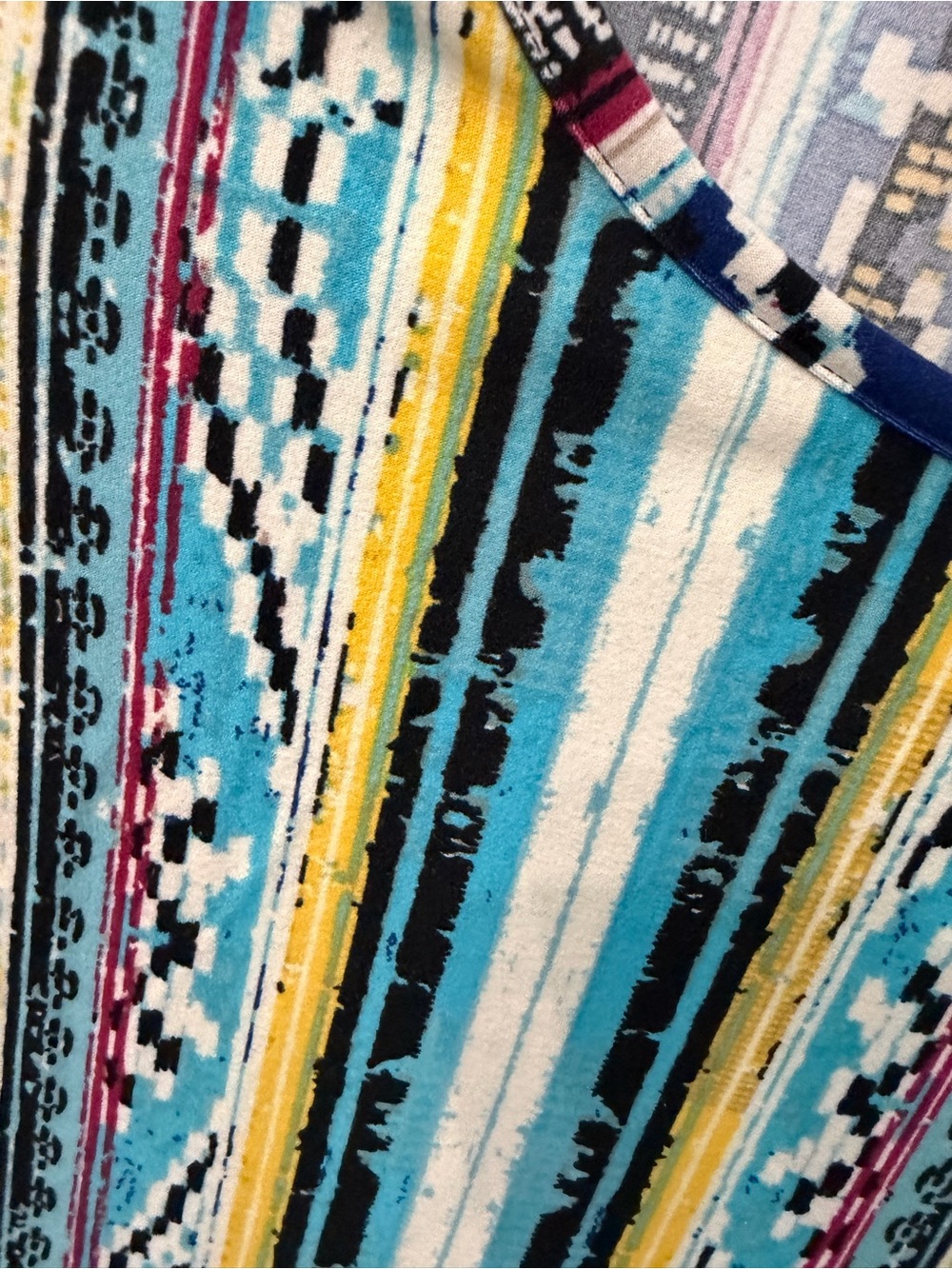 Striped & Geo Print Scoop Neck Dress in Teal Multi - Picture 5 of 5